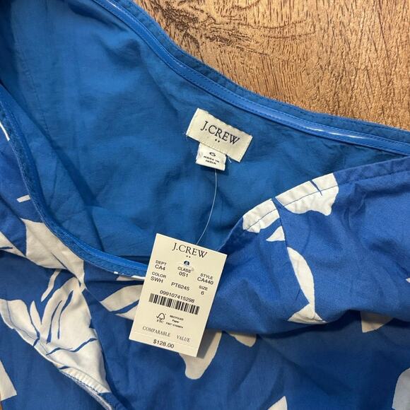 NWT J.Crew One-shoulder Midi Dress Tropical Floral Print Blue Size 6 - Picture 6 of 8